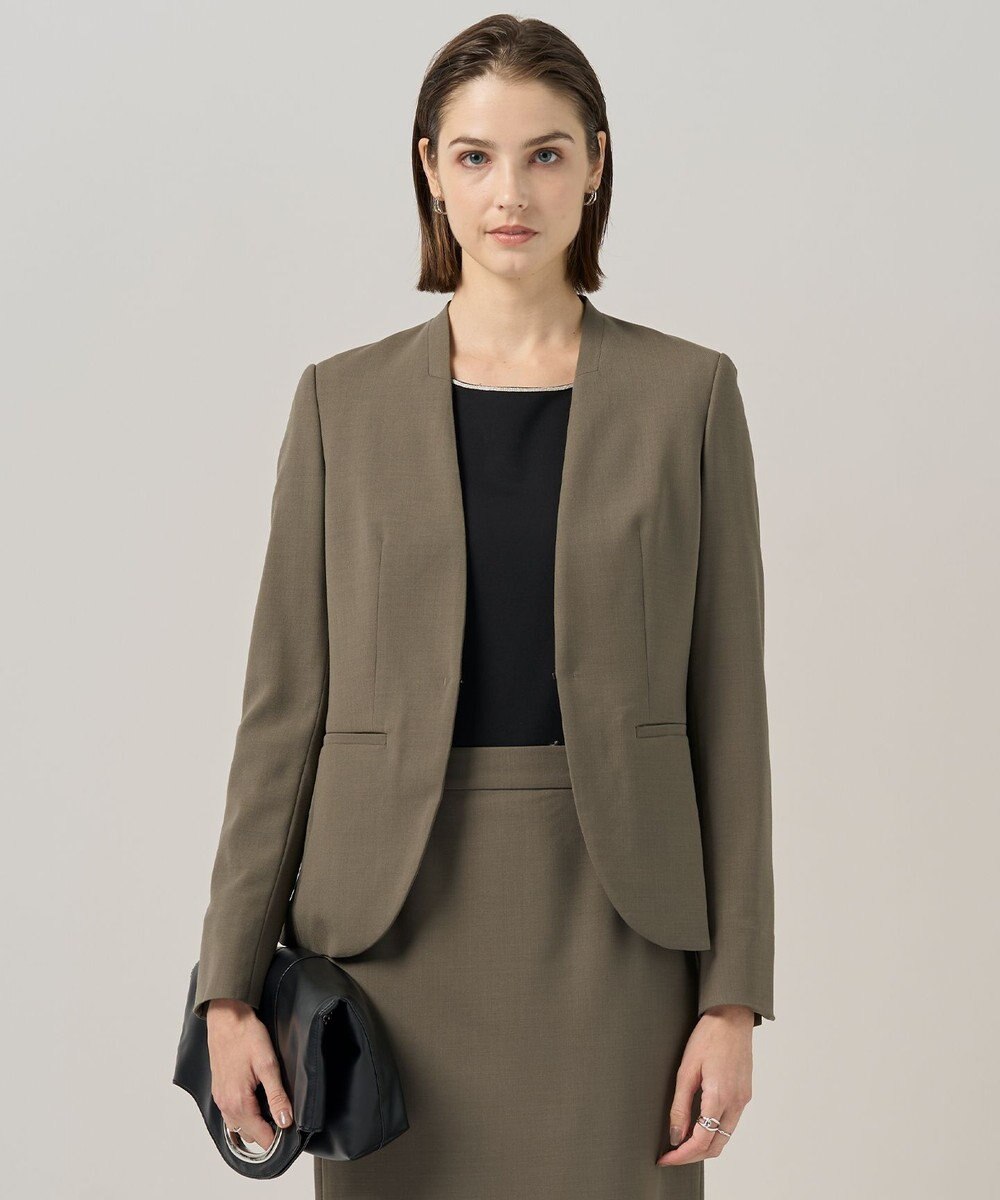 ICB 【UVカット・洗える】ウール2WAYストレッチ ノーカラージャケット 