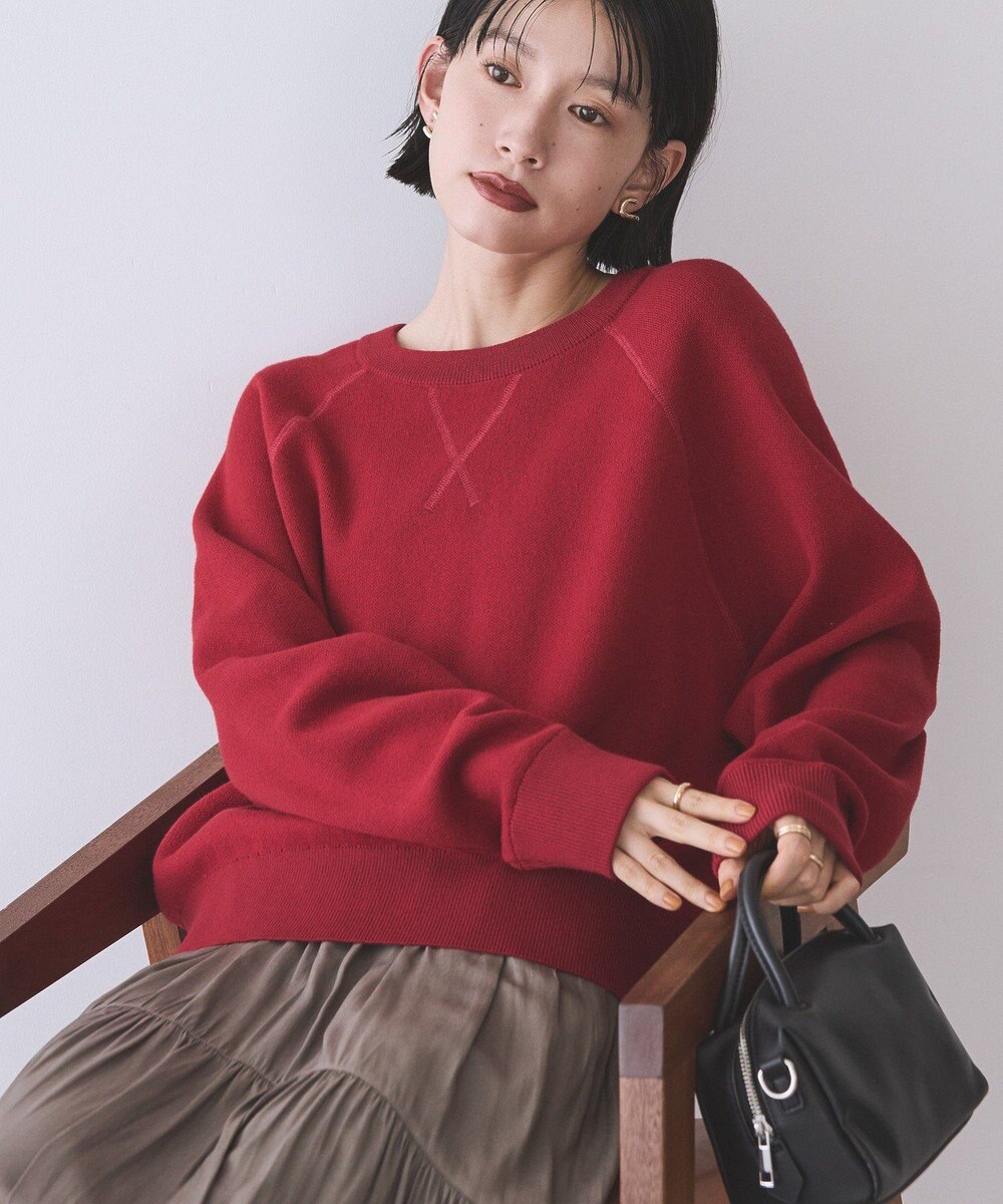 AMERICAN HOLIC ソフトコットンスウェットライクニットトップス 