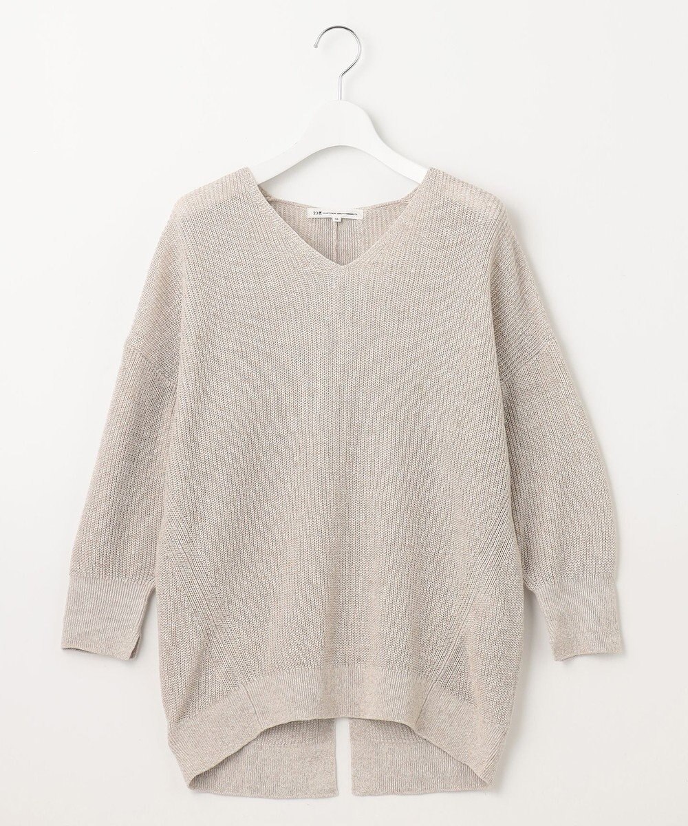 23区 【洗える】ピュアリネン Vネック ニット 