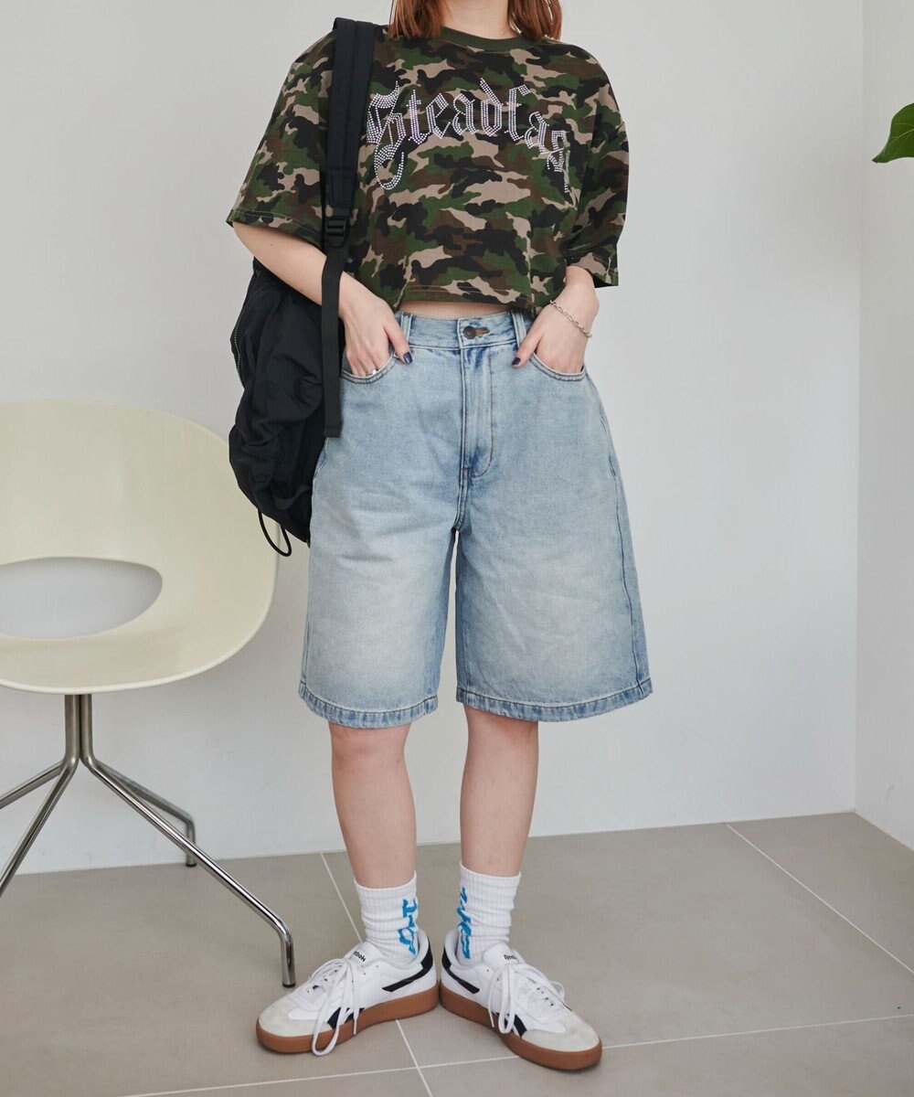 WEGO 【SMサイズ展開】ヴィンテージウォッシュデニムハーフパンツ 