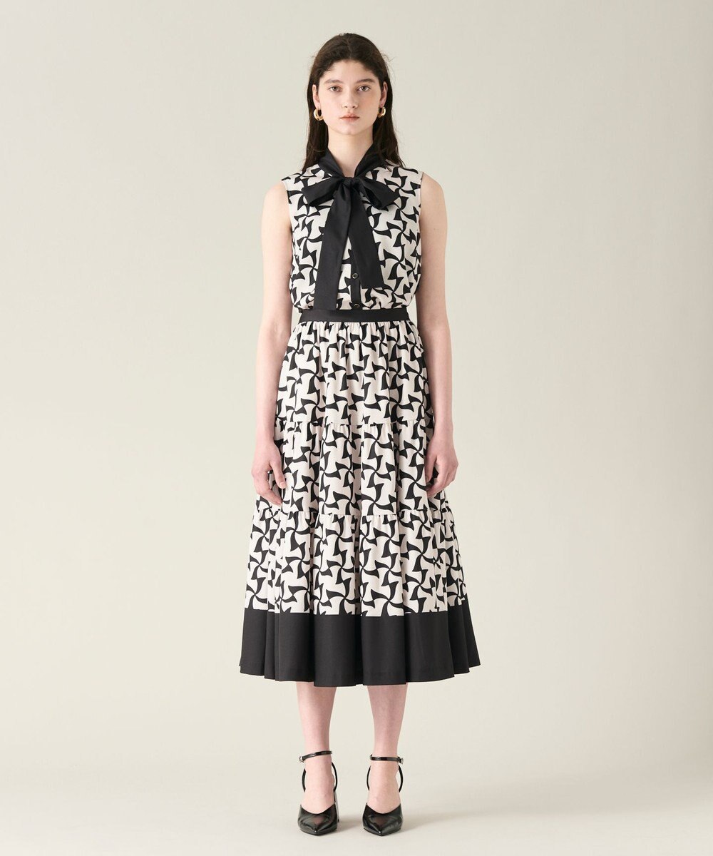 GRACE CONTINENTAL リボンプリントノースリーブトップ 