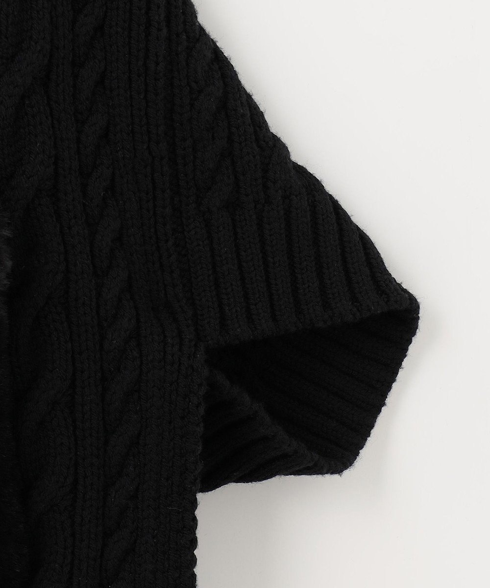 自由区 【洗える】アランパターンファーコンビ ニットガウン 