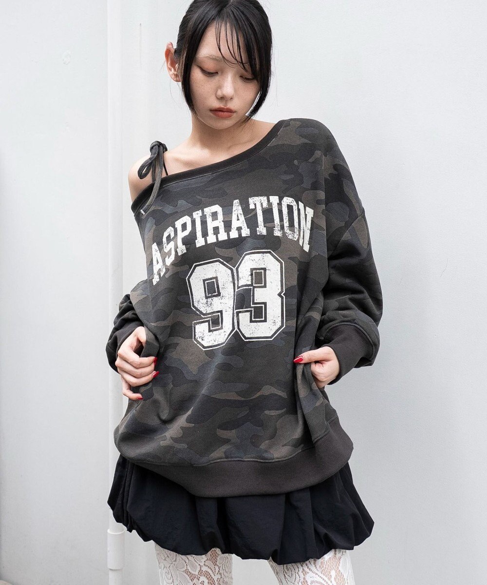 WEGO 【25年秋冬新作】2WAYグラフィックワンショルBIGスウェット 