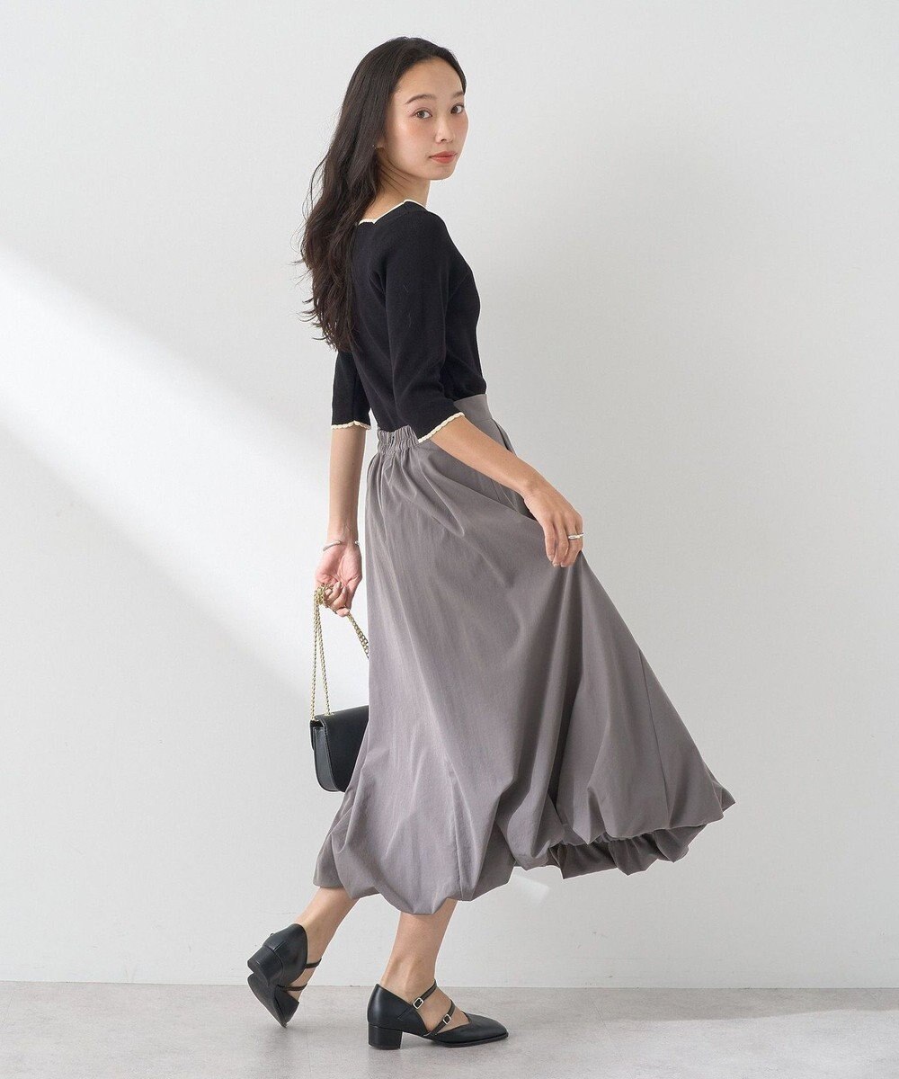 earth music&ecology 襟袖スカラップ配色プルオーバー 