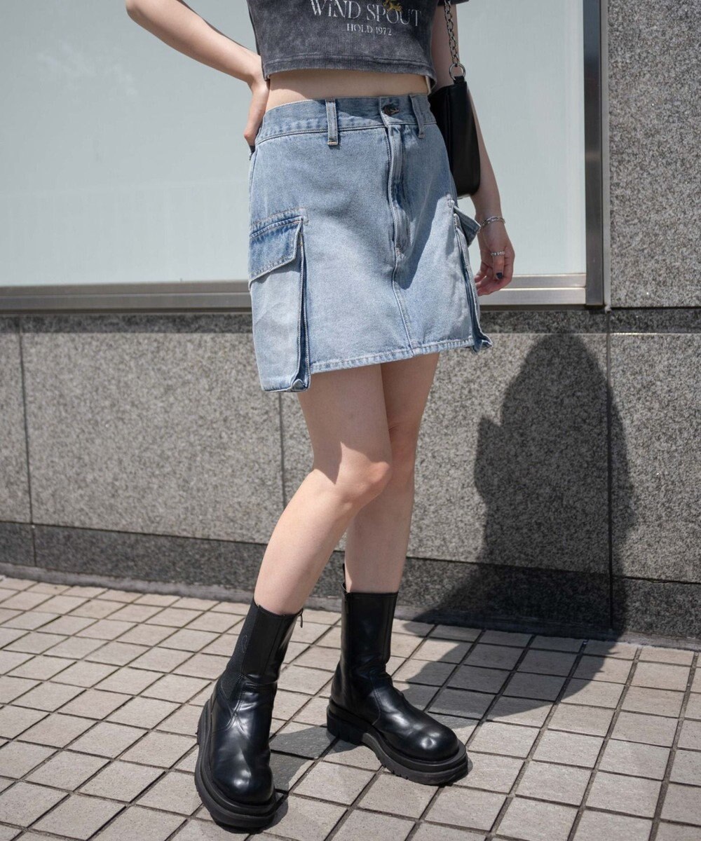 WEGO カーゴポケットデニムミニスカート 