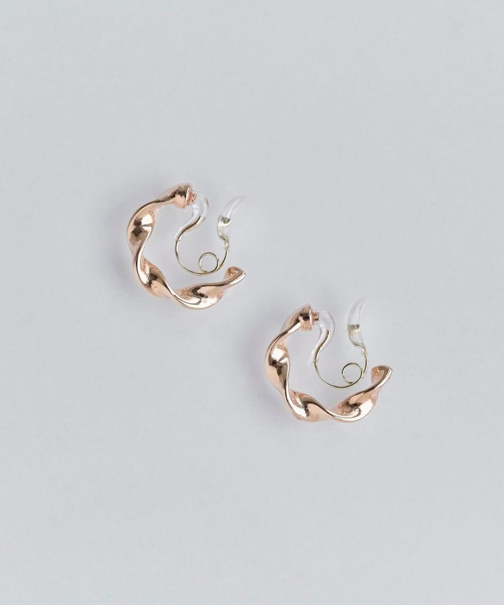 Phoebe 【金属アレルギー対応】【痛くないシリーズ】モーションメタルクリスタルループフィットイヤリング　シャンパンゴールド 