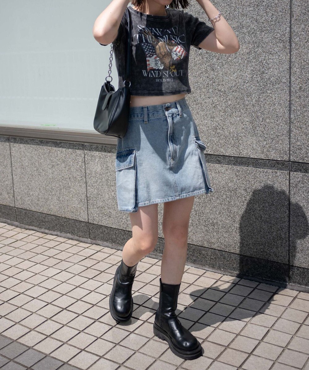 WEGO カーゴポケットデニムミニスカート 