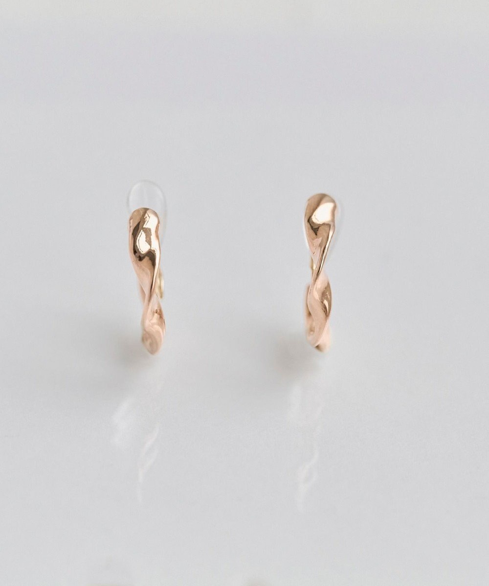 Phoebe 【金属アレルギー対応】【痛くないシリーズ】モーションメタルクリスタルループフィットイヤリング　シャンパンゴールド 