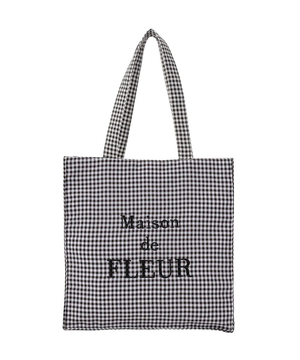 Maison de FLEUR ブランドロゴ刺繍ギンガムスクエアトート 