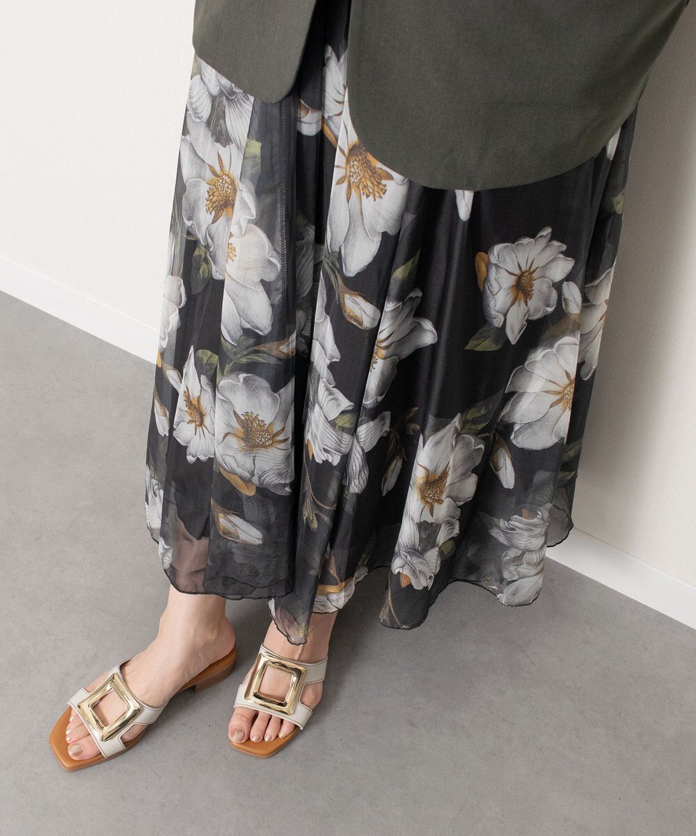 INTER-CHAUSSURES 【Oh my Sandals】メタルバックルローヒールミュールサンダル 