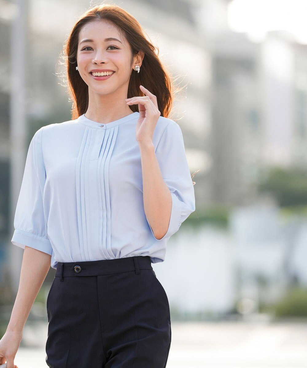 ANY SIS バンドカラーフロントタック ブラウス 