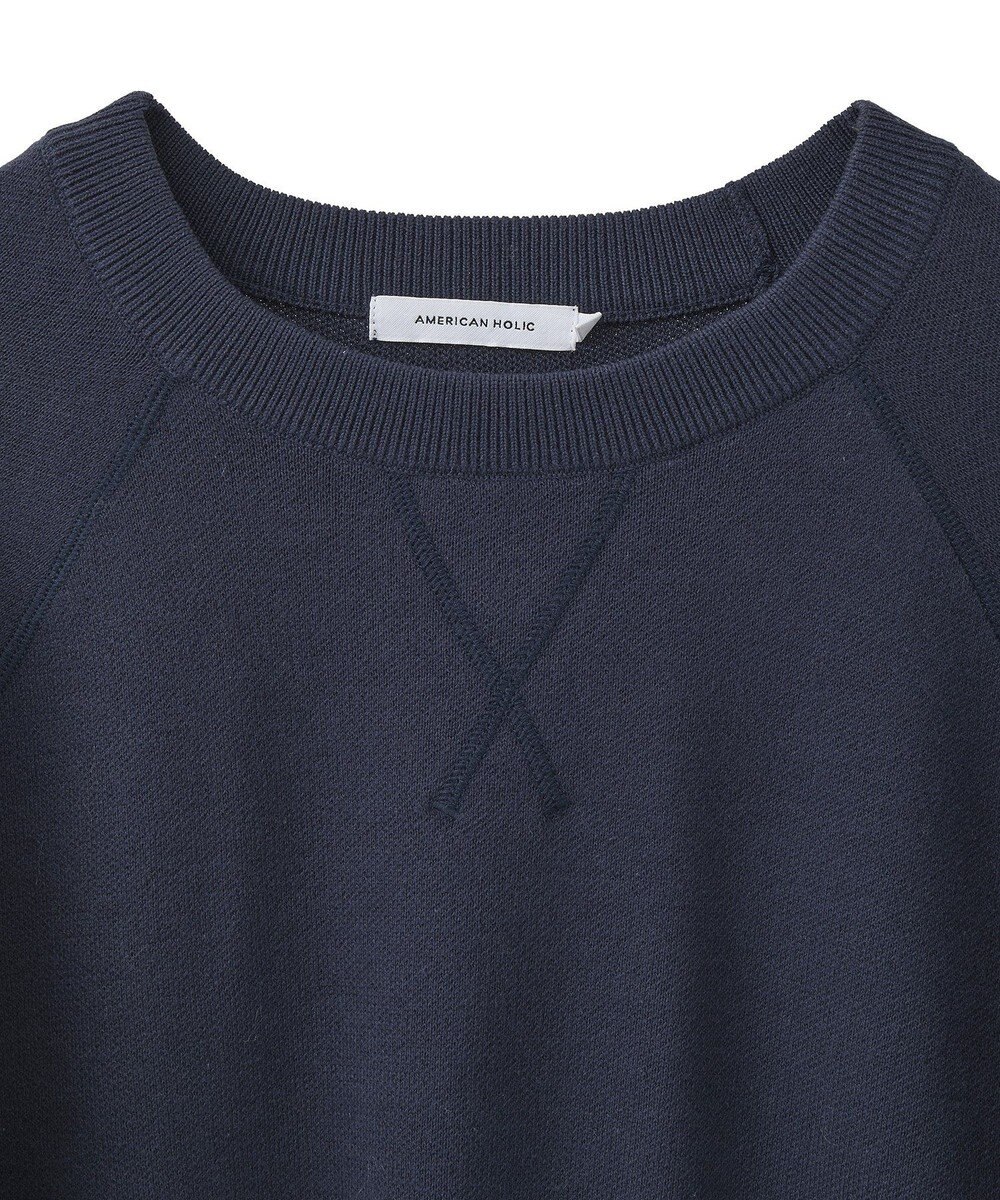AMERICAN HOLIC ソフトコットンスウェットライクニットトップス 