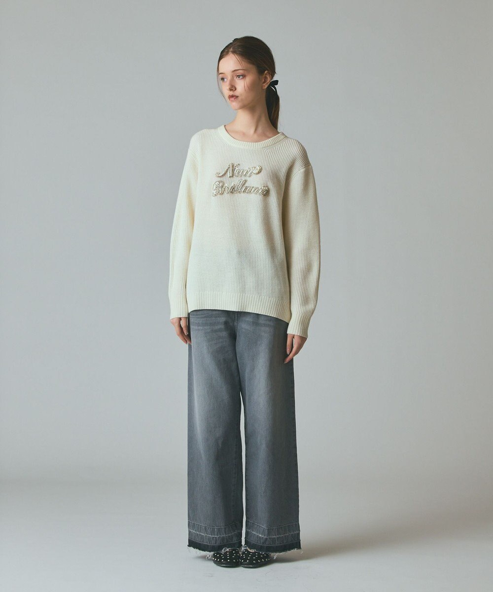 GRACE CONTINENTAL ビジューロゴニットトップ 