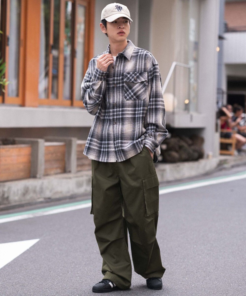 WEGO 【2025年秋冬新作/ユニセックス着用ITEM/SMLサイズ展開】ヘビーネルチェックシャツ（LS） 