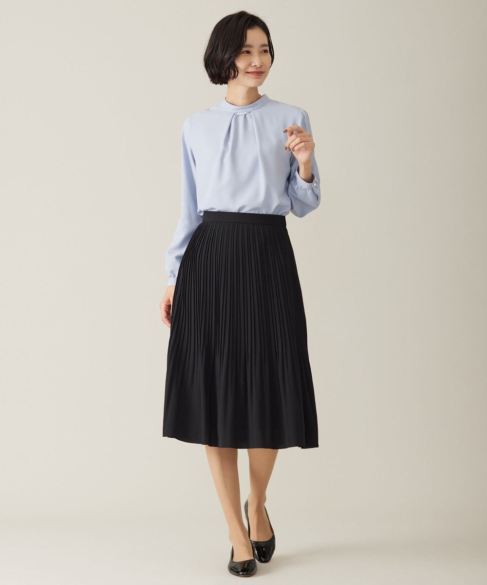 J.PRESS LADIES L 【洗える】ヌーディスバックサテン スタンドカラー ブラウス 