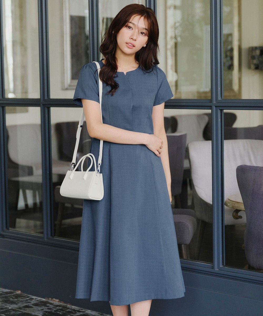 Tiaclasse 【小倉優子さん着用・洗える】フラップ付きミディアム丈フレアワンピース 