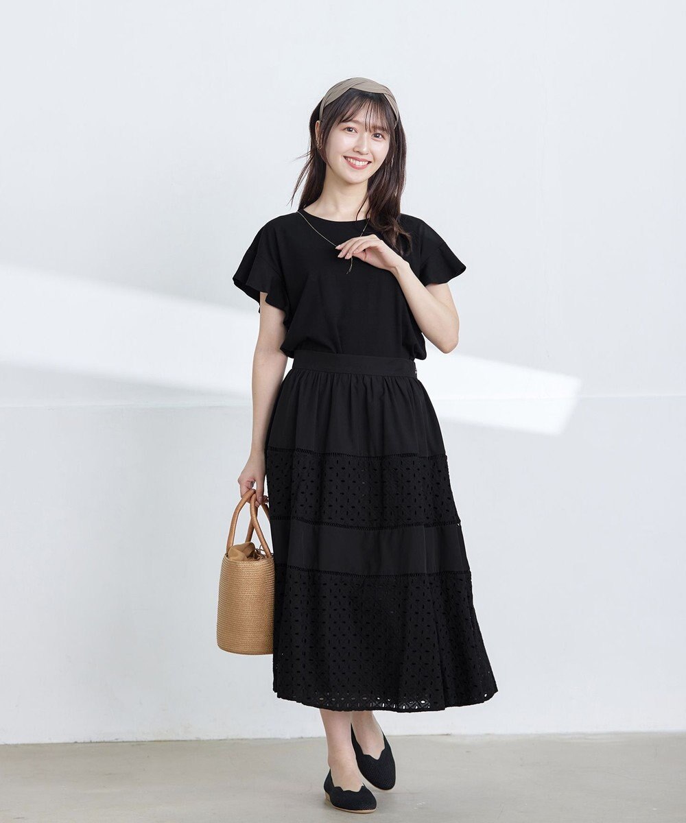 Tiaclasse 【洗える】フリル袖ポンチプルオーバー 