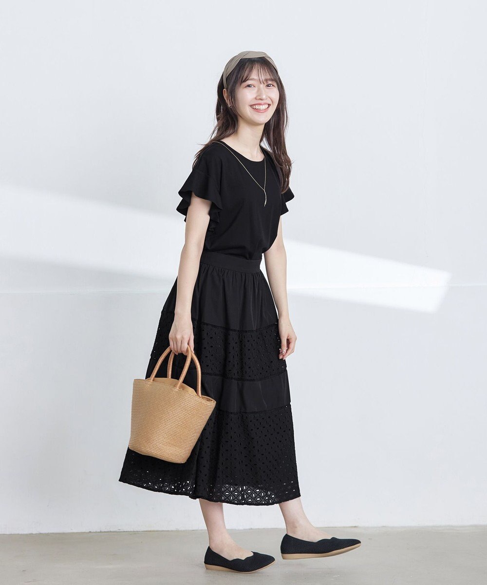 Tiaclasse 【洗える】フリル袖ポンチプルオーバー 