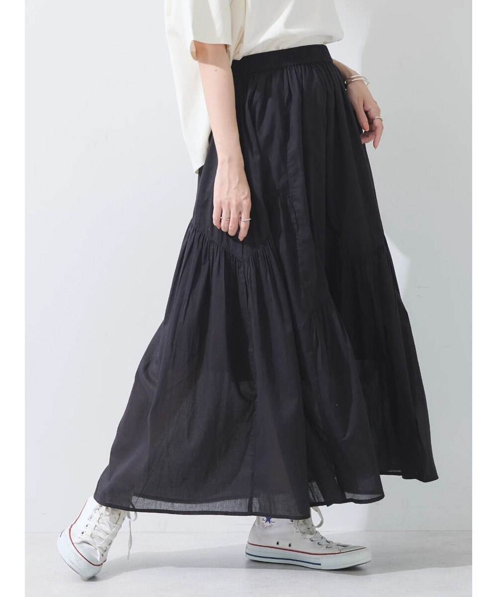 earth music&ecology コットンボイルランダム切替フレアスカート 