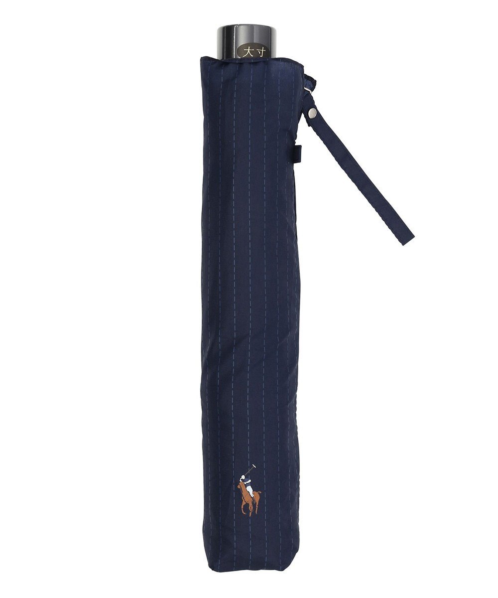 MOONBAT 【大きめ70cm】POLO RALPH LAUREN 折りたたみ傘 メンズ ストライプ ワンポイント刺繍 