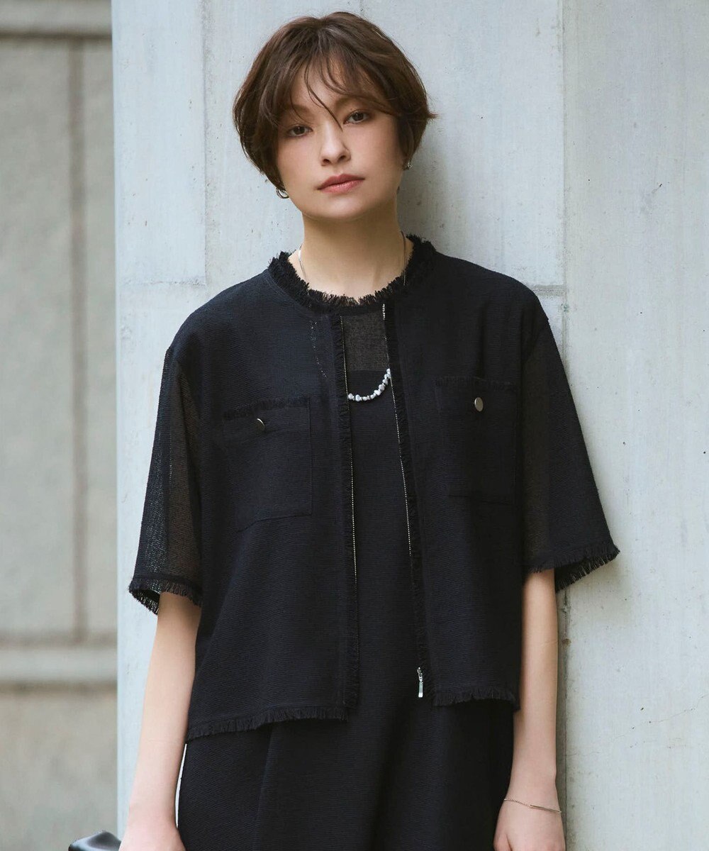 ICB L 【CLASSY.掲載】サマーレノクロス ハーフスリーブジャケット 