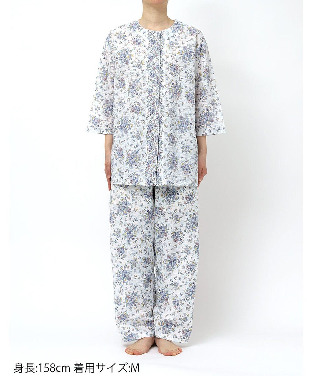 WACOAL パジャマ 7分袖 長袖 長ズボン 綿100%(本体) ローン素材 ミントン レディース NDT265 /ワコール 