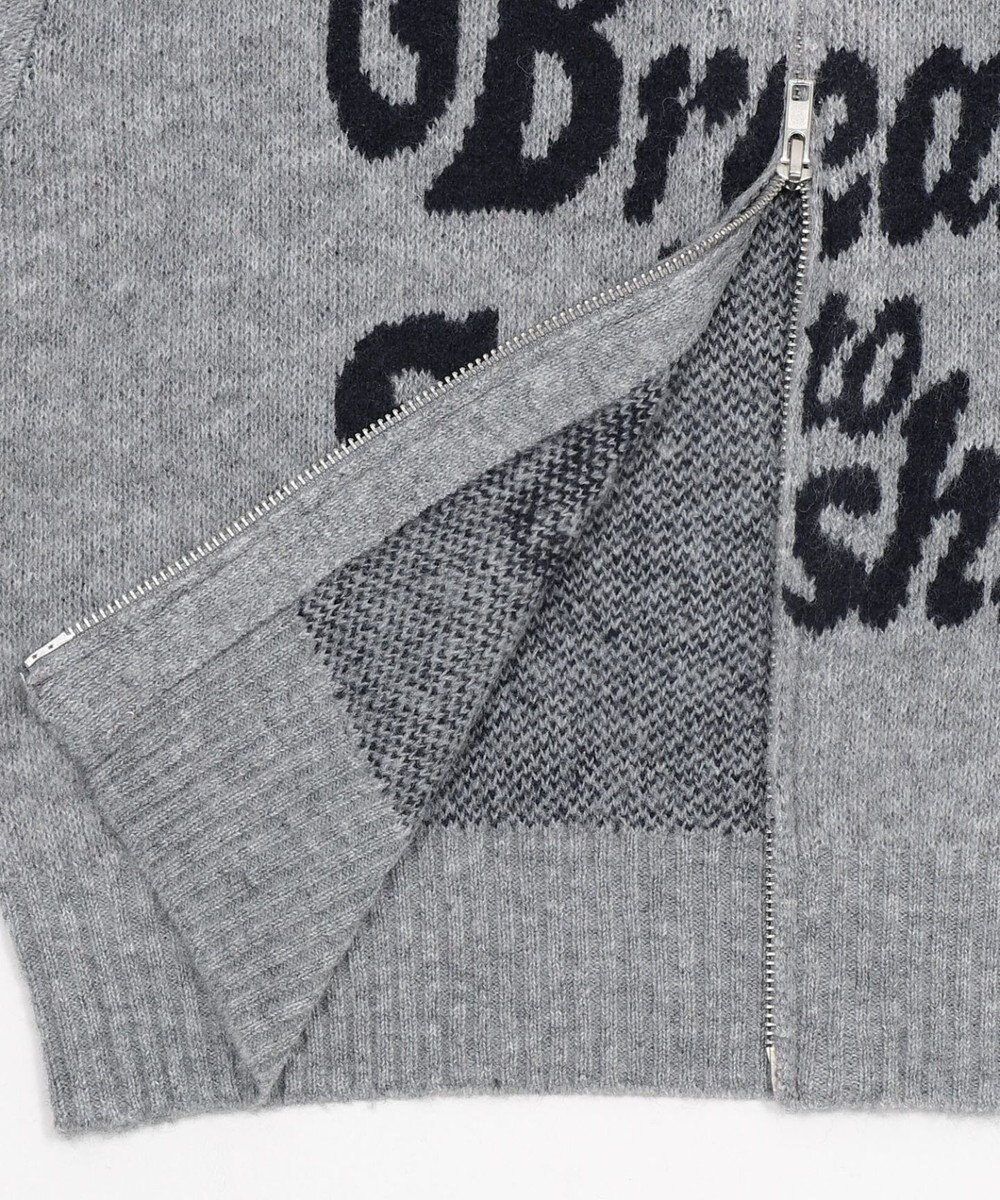 WEGO フラッフィーグラフィックジャガードニットZIPパーカー 