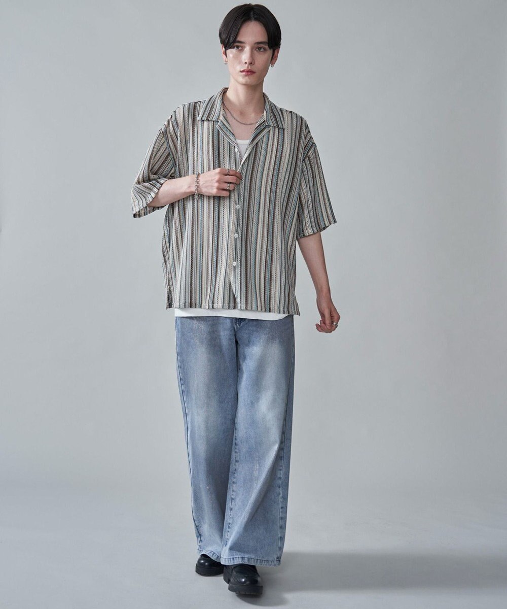 WEGO ストライプメッシュBIGシャツ（SS） 