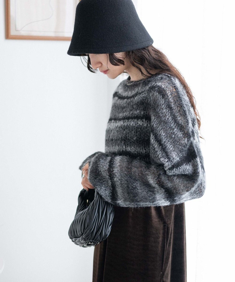 WEGO 段染めボーダーモヘアライクニット 