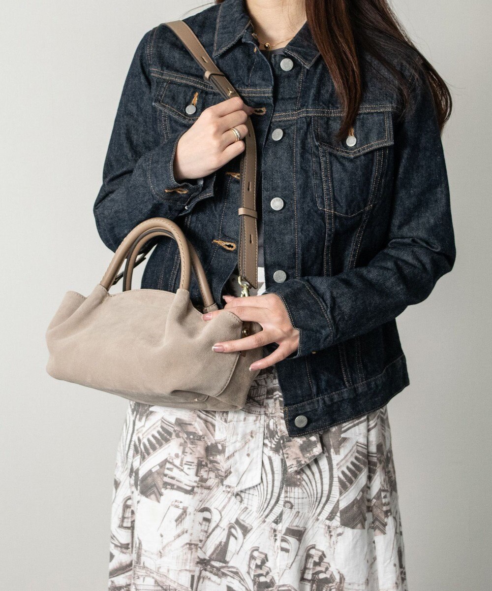 INTER-CHAUSSURES 【LORISTELLA】レザーハンドルスエードハンドバッグ 