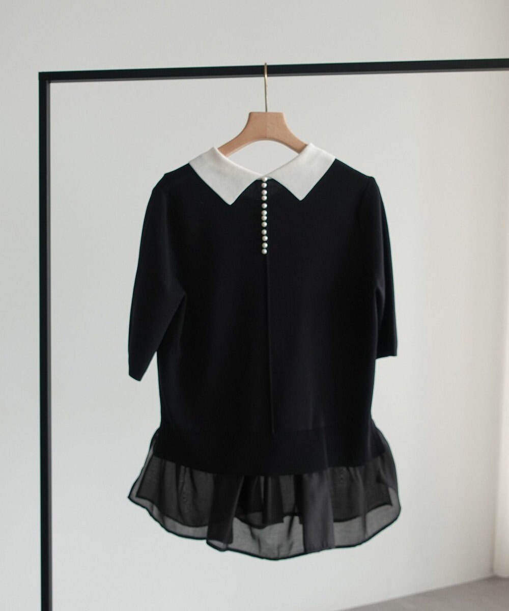 YECCA VECCA 2way襟付きフリルレイヤードニット 