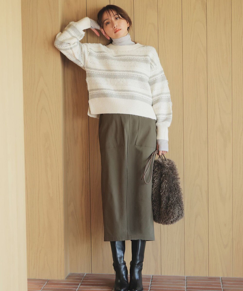 ANY パターンボーダーニット 