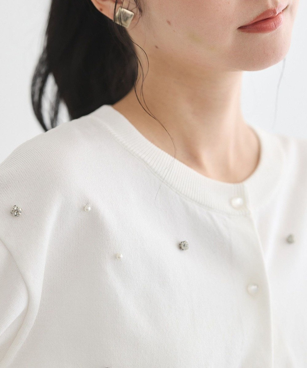 earth music&ecology パール＆ビジューカーディガン 