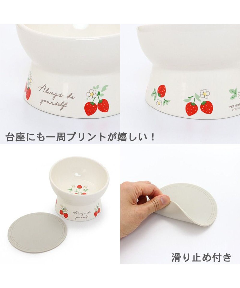 PET PARADISE 高さのある フードボウル《いちご柄 / くま柄》  陶器 