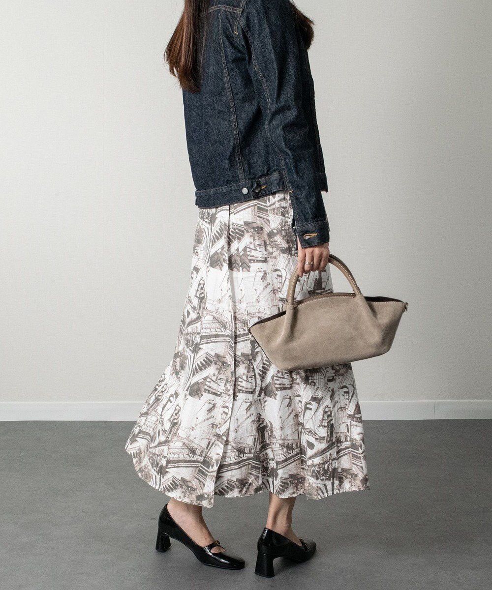 INTER-CHAUSSURES 【LORISTELLA】レザーハンドルスエードハンドバッグ 