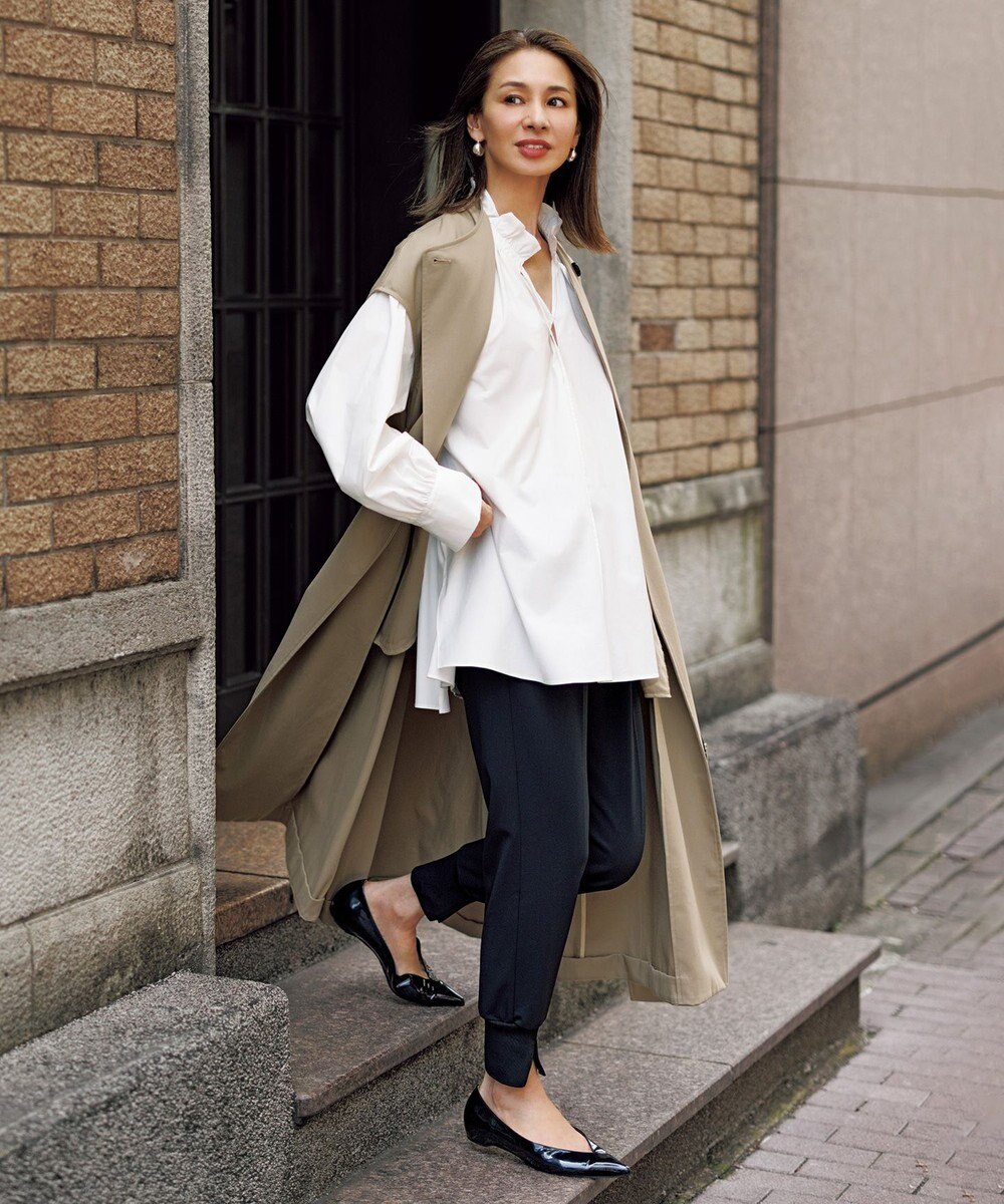 UNFILO ギャザーオーバーブラウス 