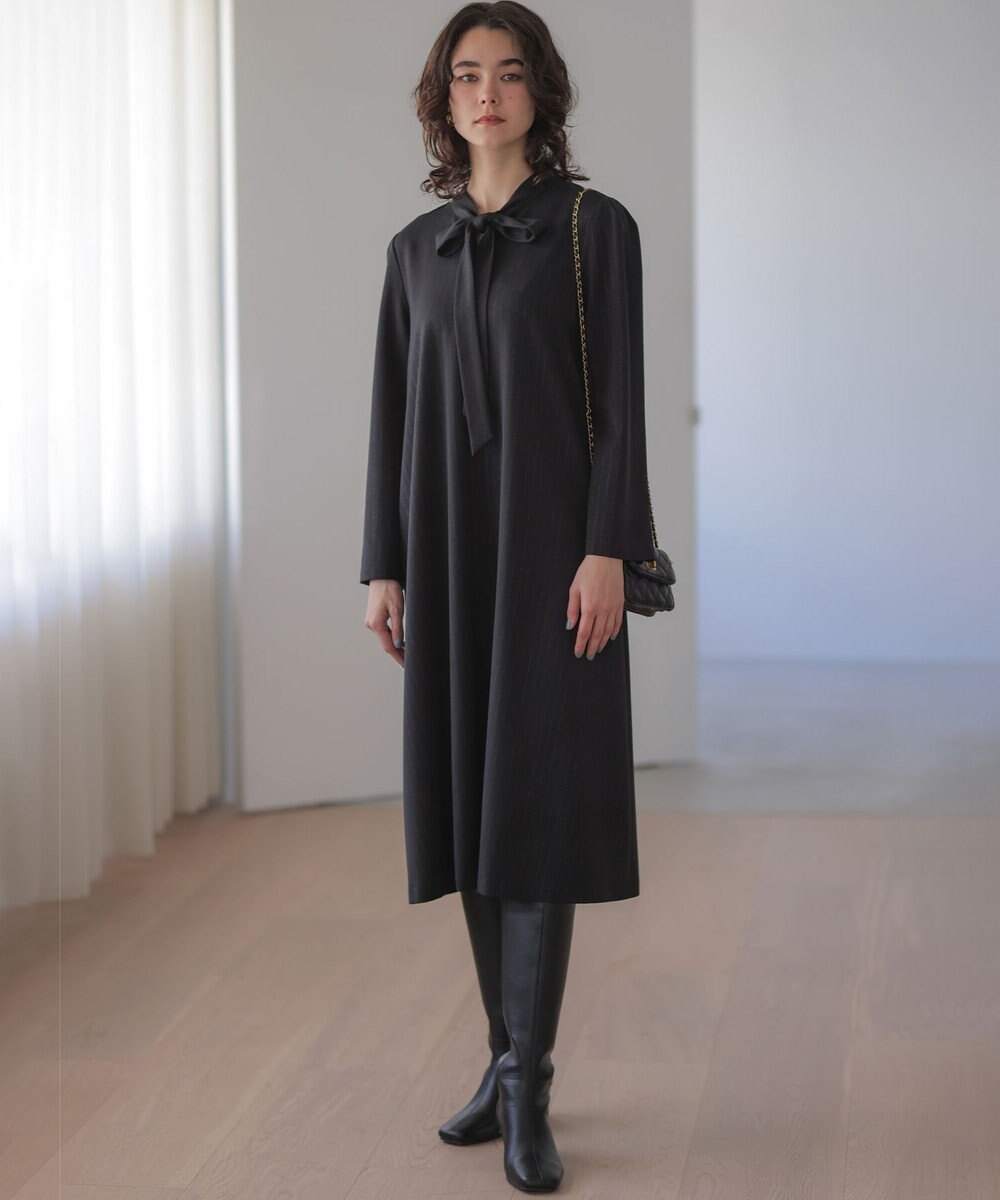 組曲 S 【前後着用可】ラメストライプボウタイ ワンピース 