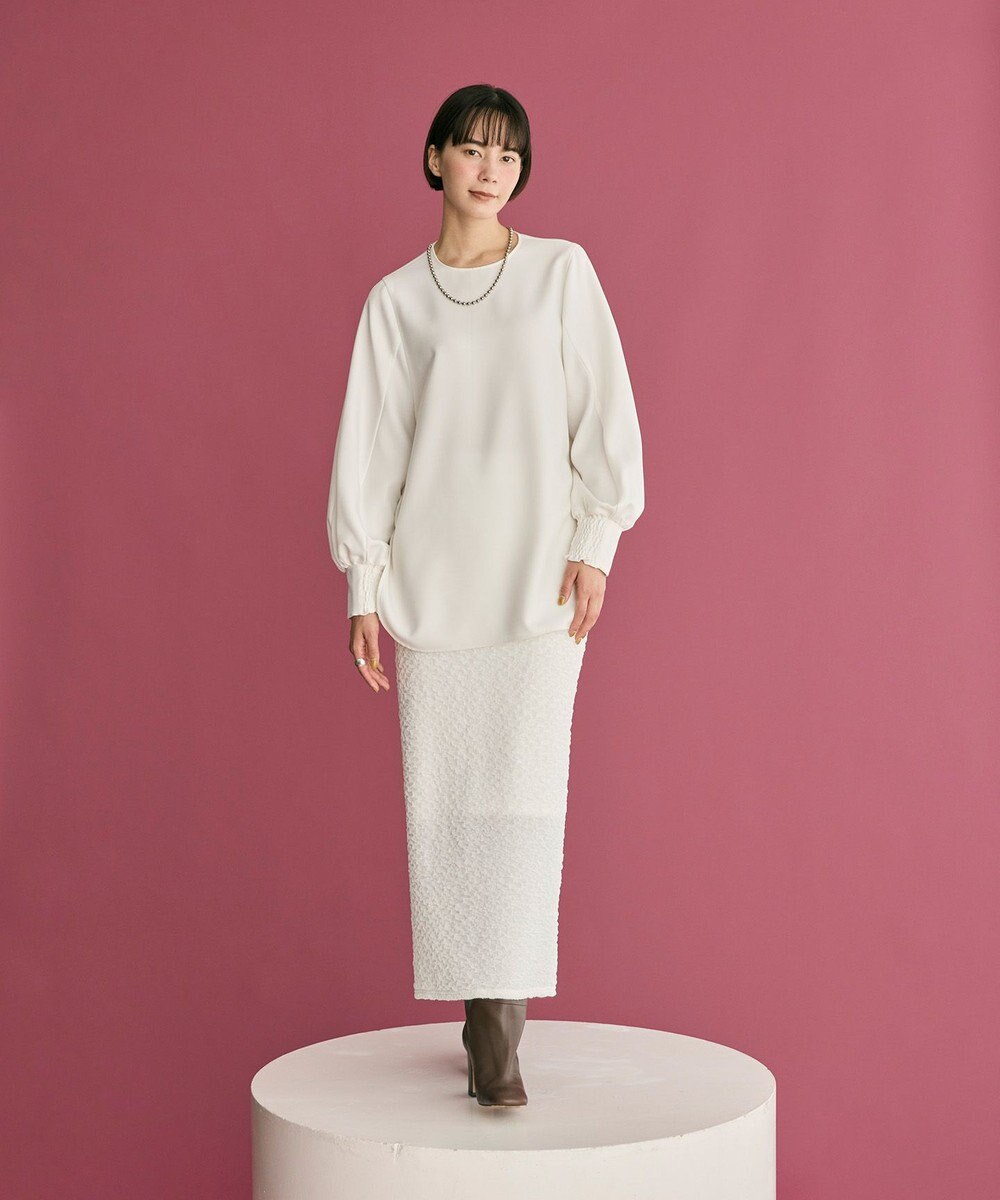 #Newans 【洗濯機可】シャーリングカフスパウダリーブラウス 