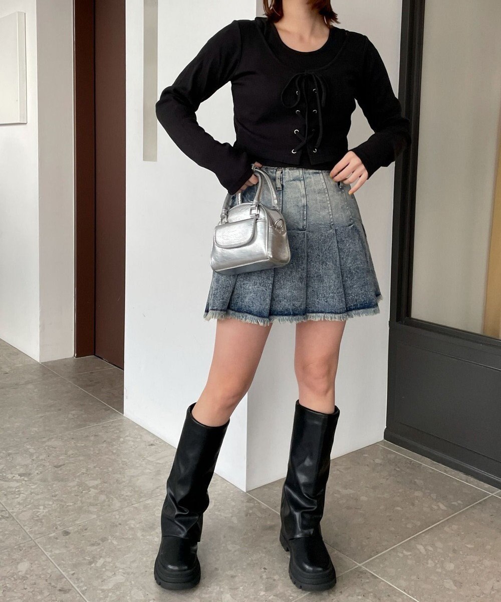 WEGO ヴィンテージライクレースアップトップス 