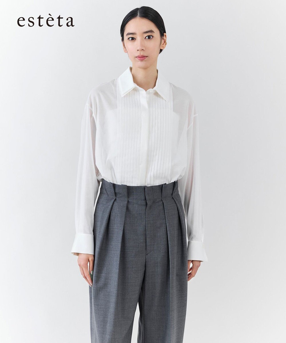 23区 L 【エステータ】コットンオーガンジー ドレスシャツ 