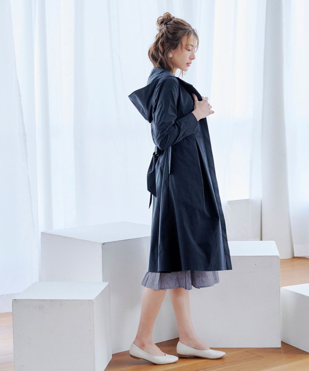 Tiaclasse 【洗える】撥水フードフレアコート 