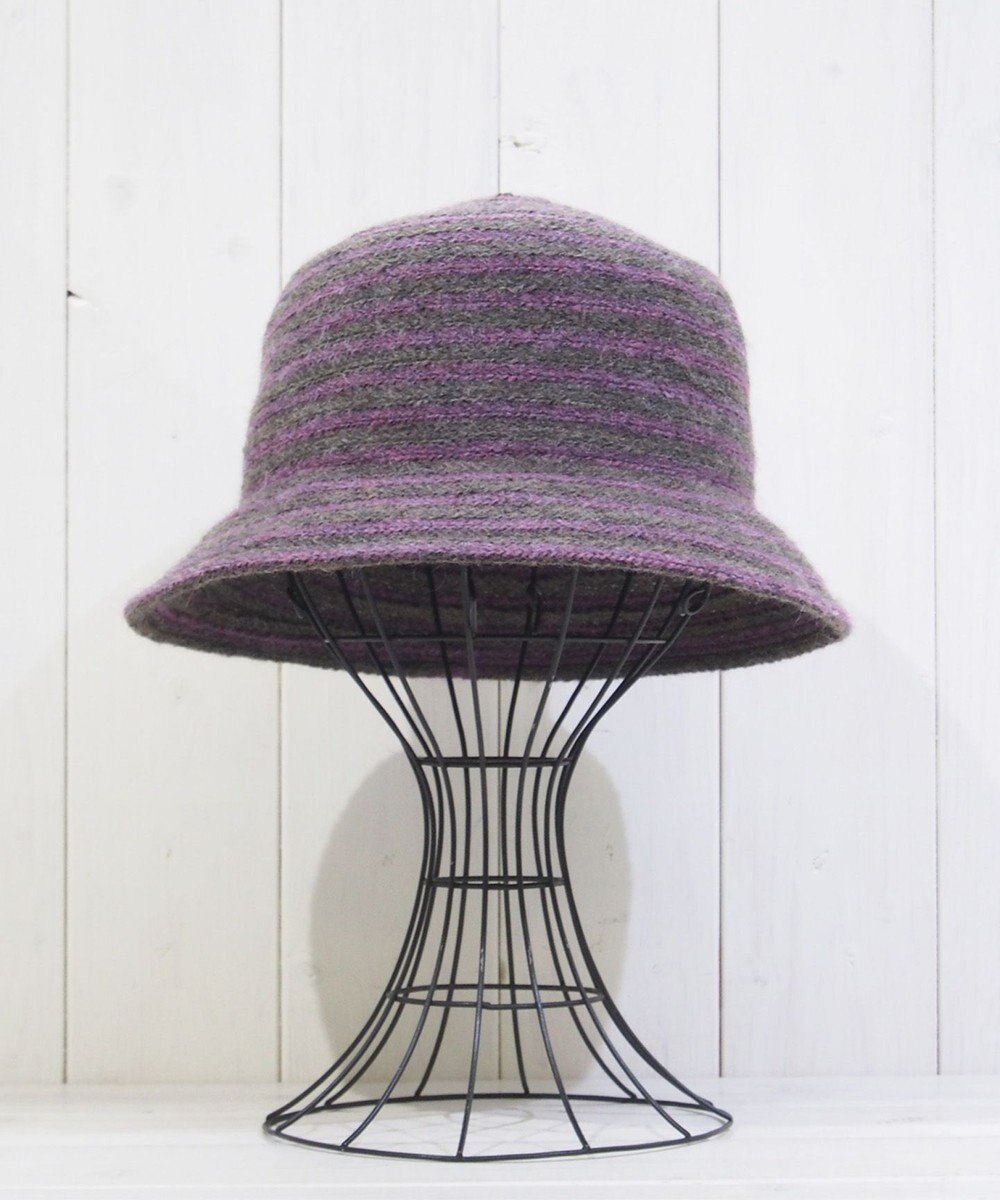 石田製帽 モヘヤ混ボーダー　バケット 