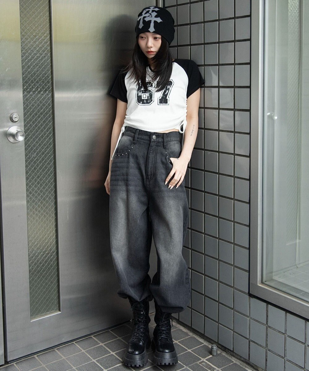 WEGO キーネックサイドレースアップちびT 