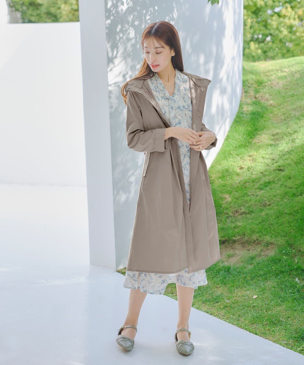 Tiaclasse 【洗える】撥水フードフレアコート 