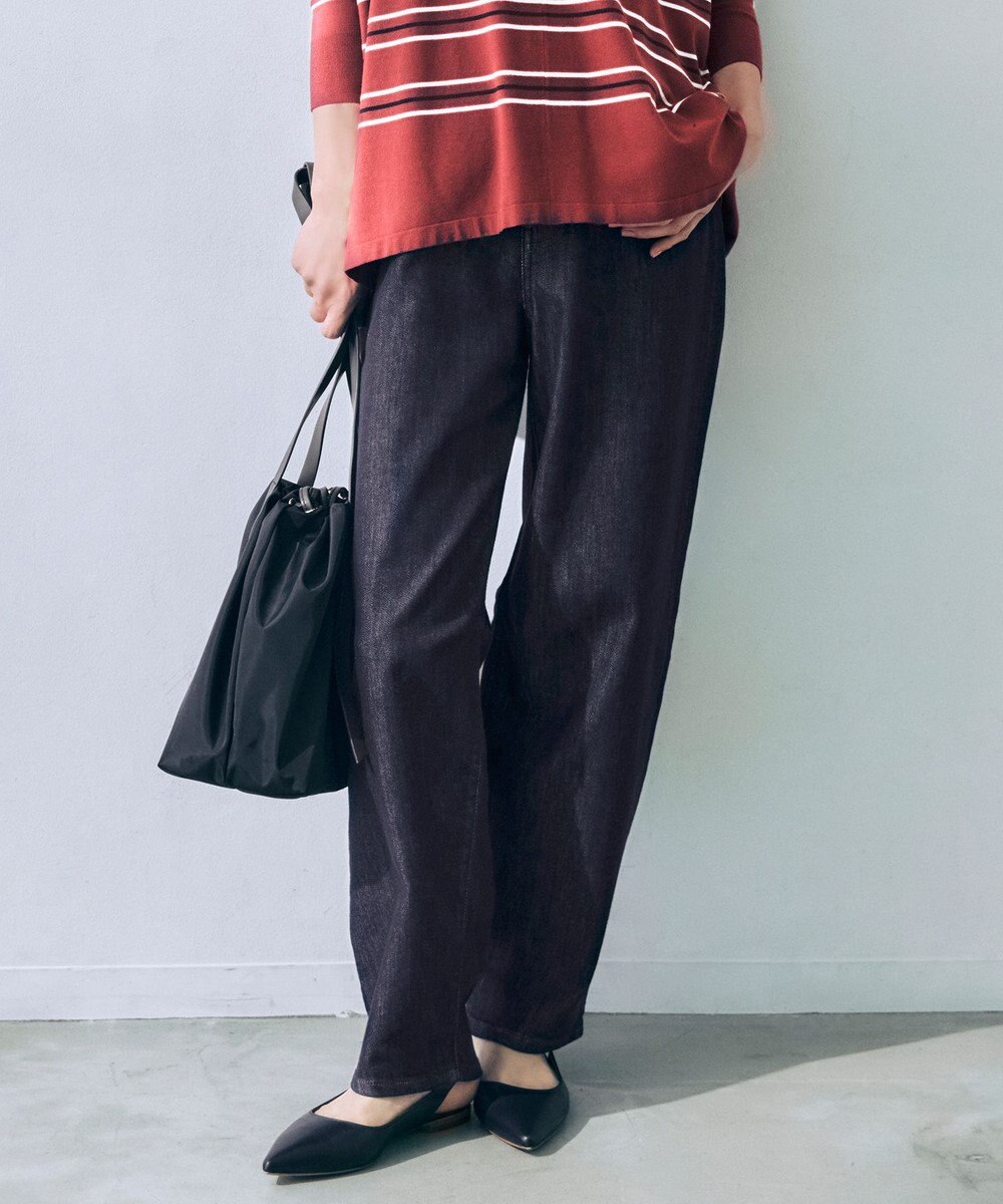 自由区 L 【19号サイズまで展開】ウスカルデニムダーツカーブ パンツ 