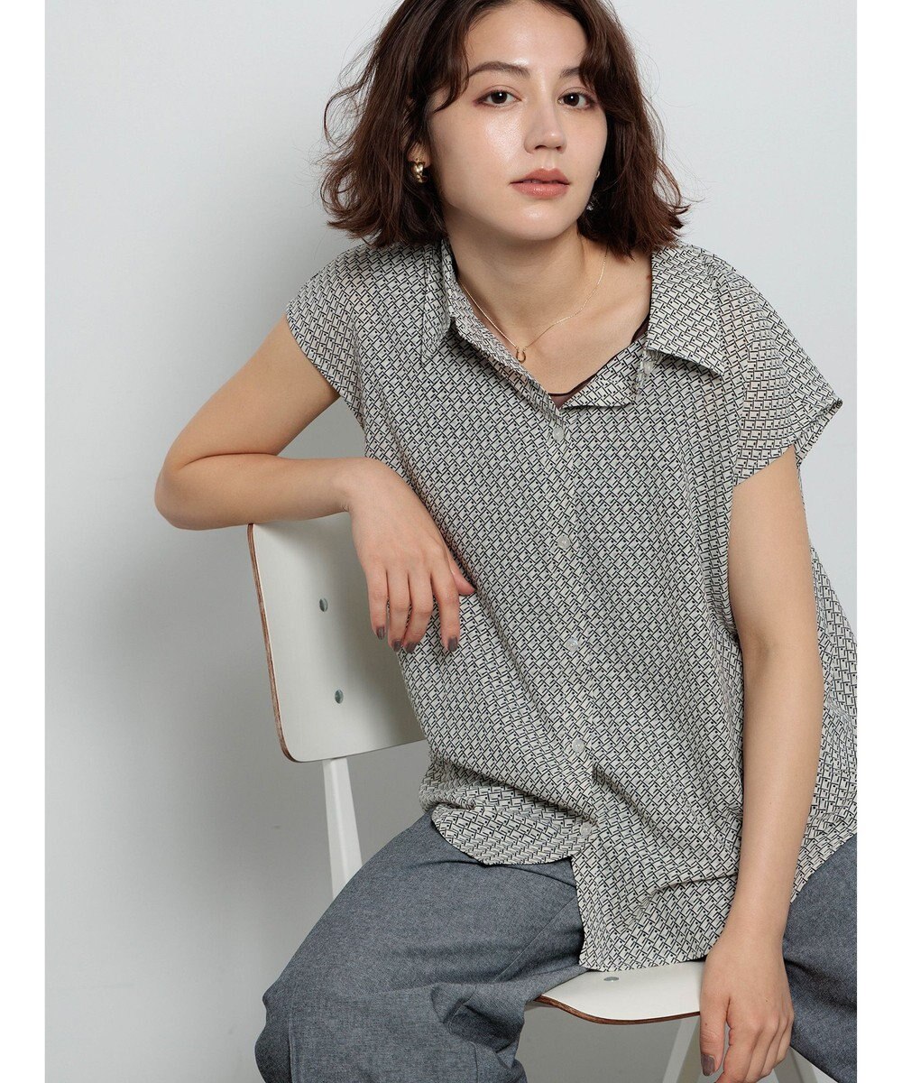 Te chichi シアサッカージオメ柄シャツブラウス 