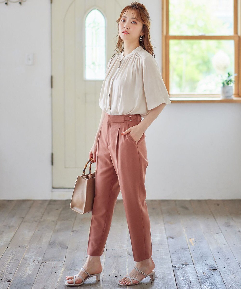 ANY SIS 【洗える】サイドバックルタックテーパード パンツ 