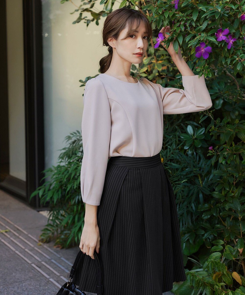 Tiaclasse 【洗える】大人上品なフレアタックスカート 