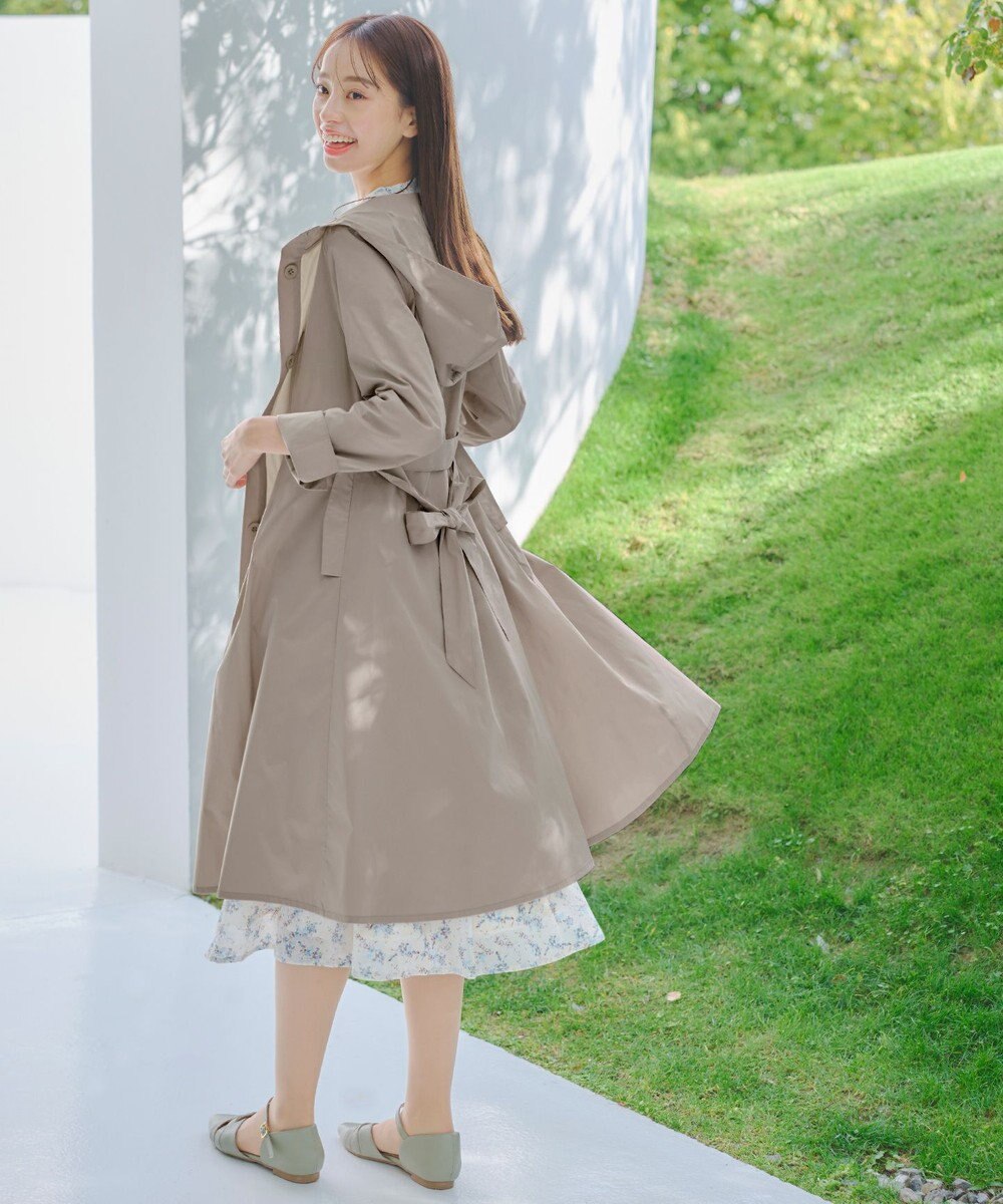 Tiaclasse 【洗える】撥水フードフレアコート 