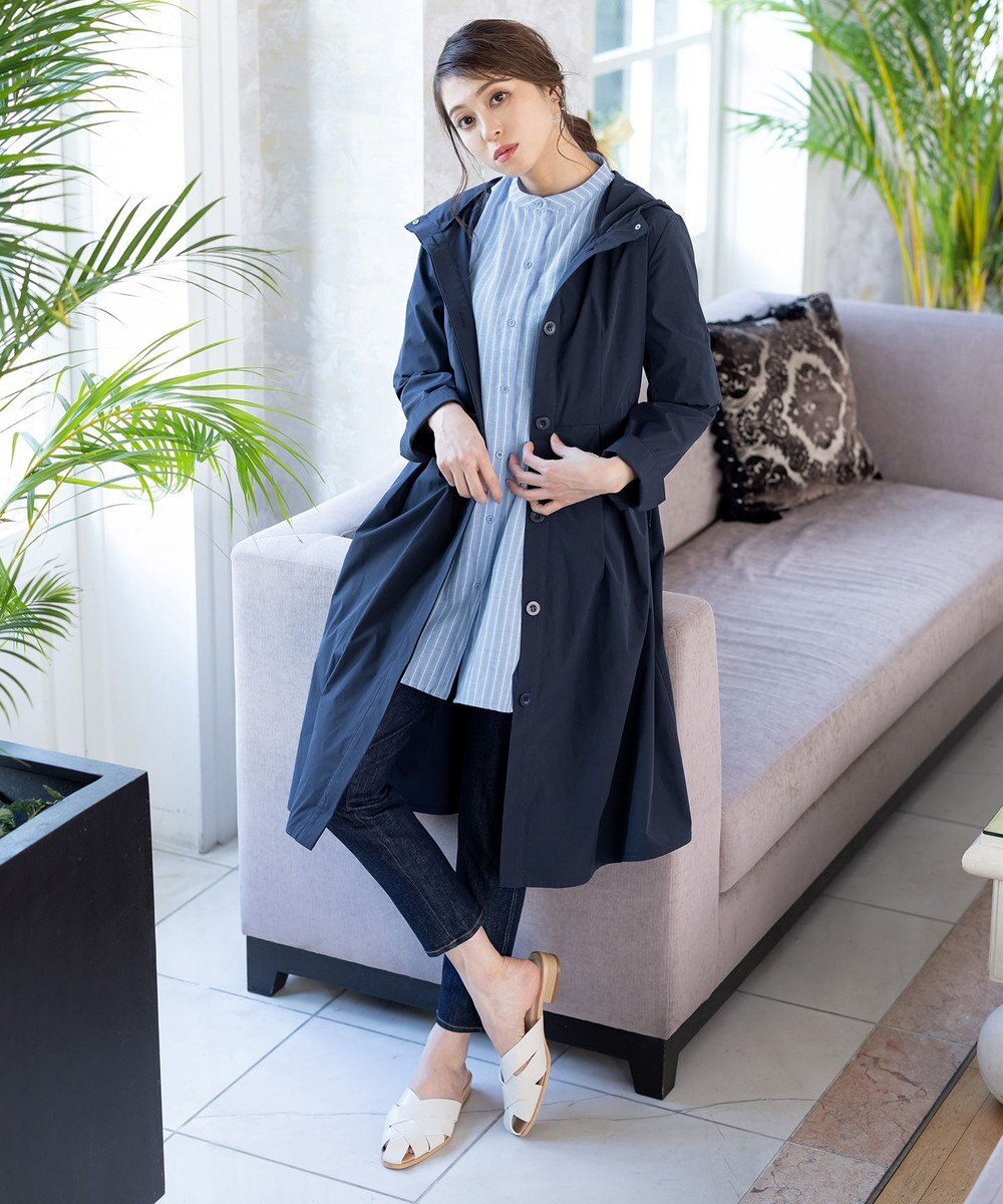 Tiaclasse 【洗える】撥水フードフレアコート 